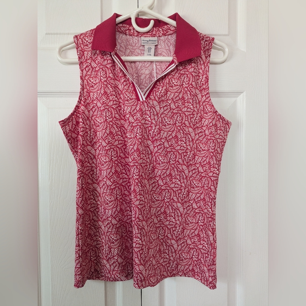 Tommy Bahama Racket And Paddle Women's Pink Sleeveless Polo Shirt Size Medium